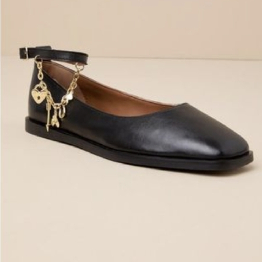 NIB Free People Charms Black Leather Flats